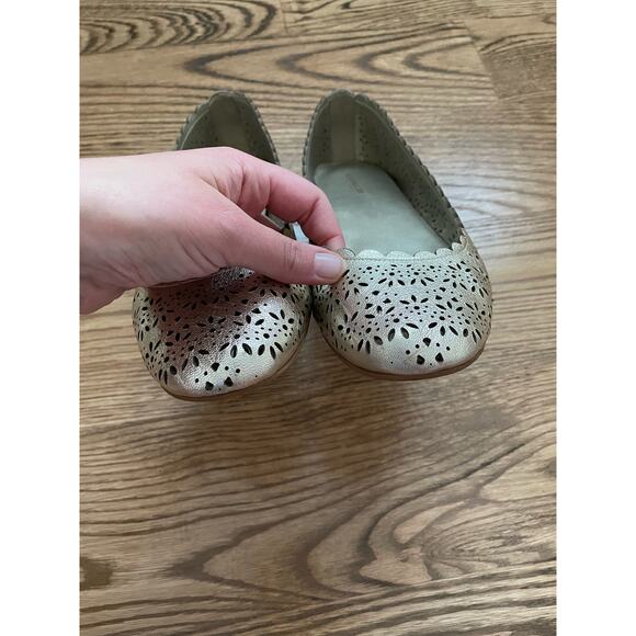 COACH Gold Metallic Ballet Leather Flats Size 10 - Picture 3 of 8